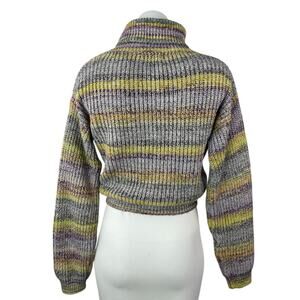 Suite Benedict Multicolor Striped Turtleneck Long Sleeve Crop Sweater Top Size S